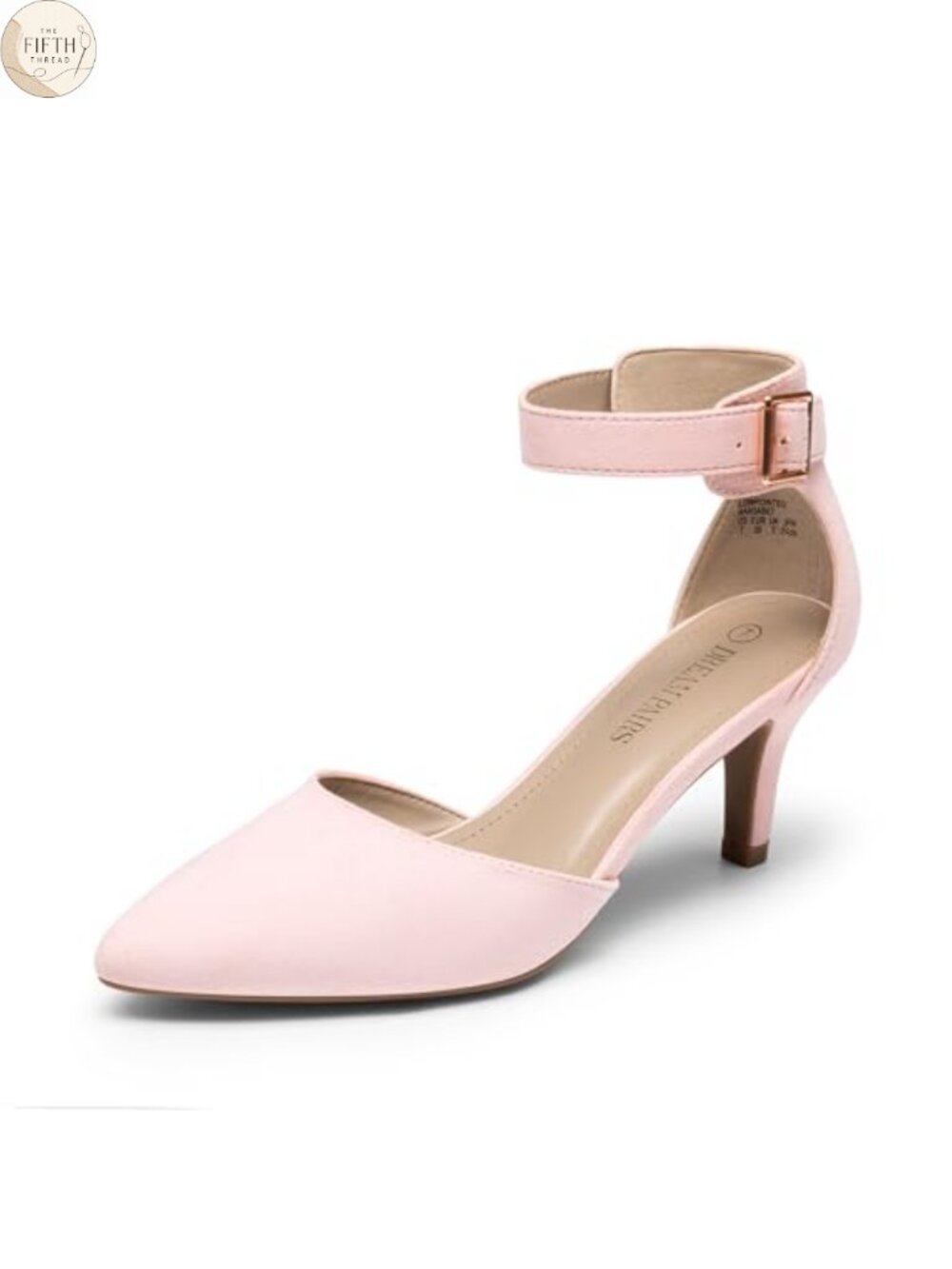 Kitten Heel Ankle Strap Pumps Pointed Toe Faux Suede Dress Shoes